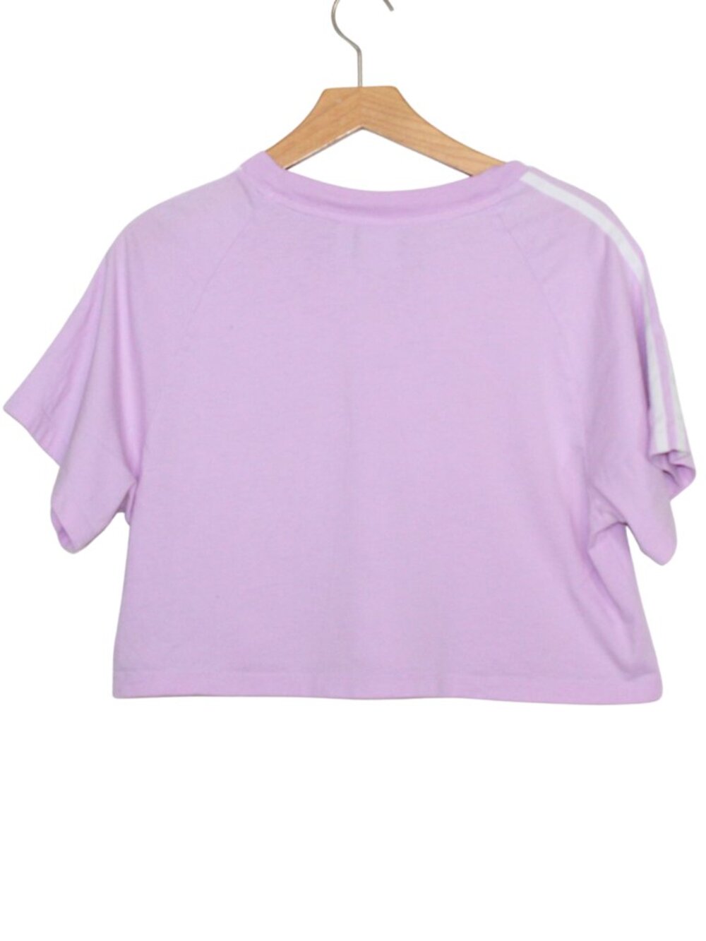 Adidas purple crewneck crop top trefoil embroidered short sleeve tee shirt - Picture 2 of 9